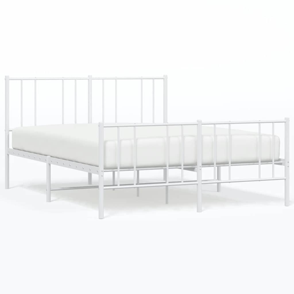 Sängram med huvudgavel och fotgavel vit metall 140x190 cm