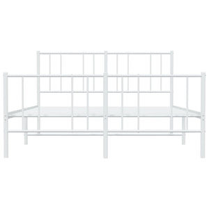 Sängram med huvudgavel och fotgavel vit metall 140x200 cm