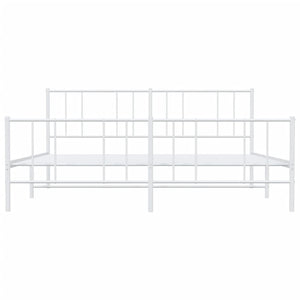 Sängram med huvudgavel och fotgavel vit metall 200x200 cm