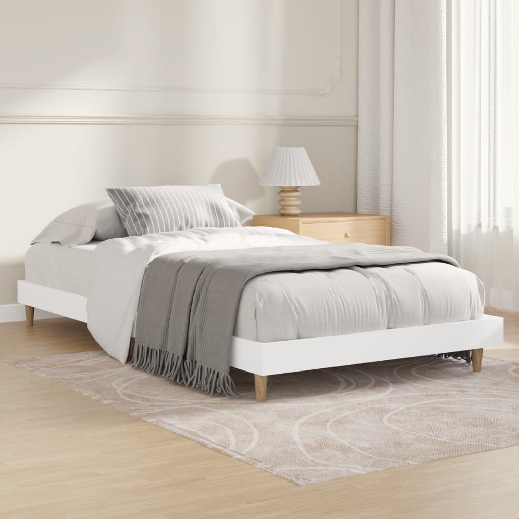 Sängram vit 90x190 cm konstruerat trä