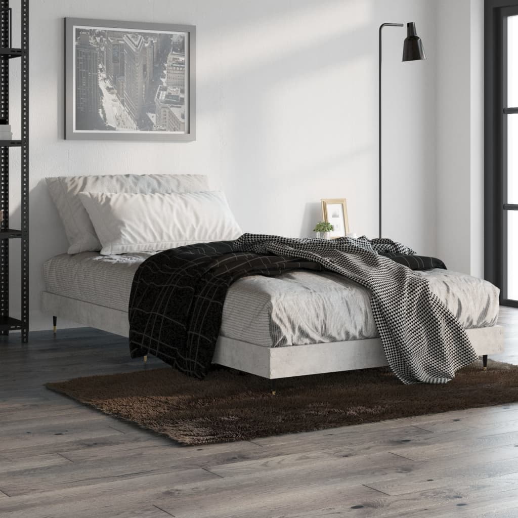 Sängram betonggrå 90x200 cm konstruerad trä