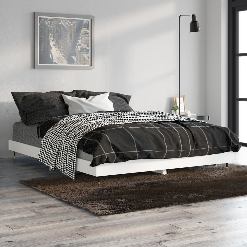 Sängram vit 135x190 cm konstruerat trä
