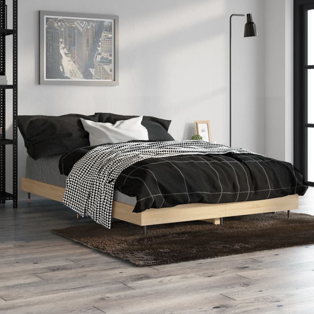 Sängram utan madrass sonoma-ek 120x190 cm konstruerad trä
