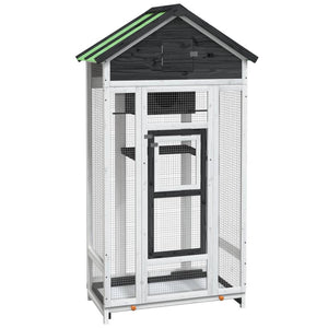 Fågelhus grå 91,5x53x170 cm massiv furu