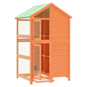 Fågelhus brun 97x81x152 massiv furu