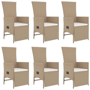 Matgrupp för trädgården med dynor 7 delar beige konstrotting