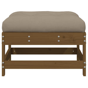 Fotpall med dyna för trädgården honungsbrun massiv furu