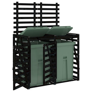 Skjul för två sopkärl svart massiv furu