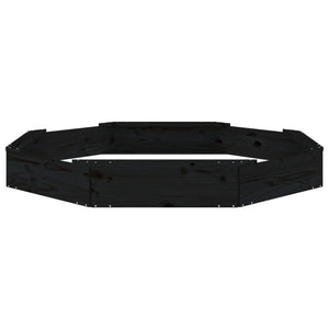 Sandlåda med säten svart oktagon massiv furu