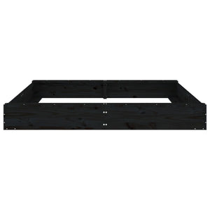 Sandlåda med säten svart fyrkantigt massiv furu