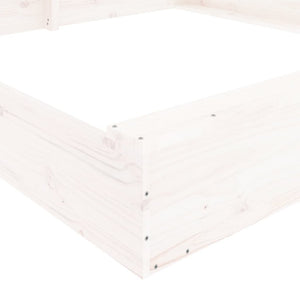 Sandlåda med säten vit fyrkantigt massiv furu