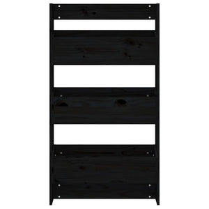 Odlingslåda för vägg 3 nivåer 60x18,5x110 cm svart massiv furu