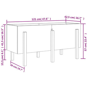 Odlingslåda på ben 121x50x57 cm honungsbrun massiv furu