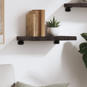 Vägghylla mörkbrun 40x30x(2-4) cm behandlad massiv ek