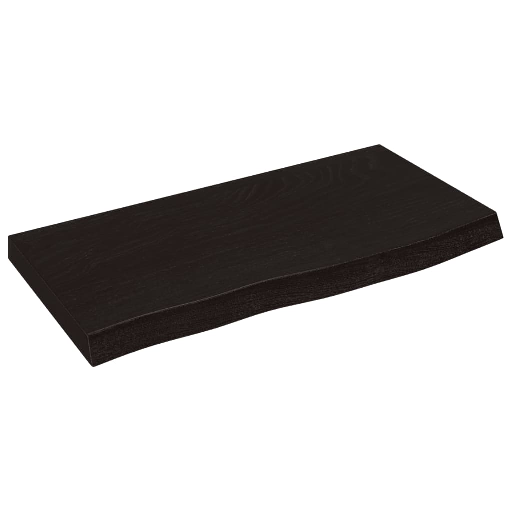 Vägghylla mörkbrun 60x30x(2-4) cm behandlad massiv ek