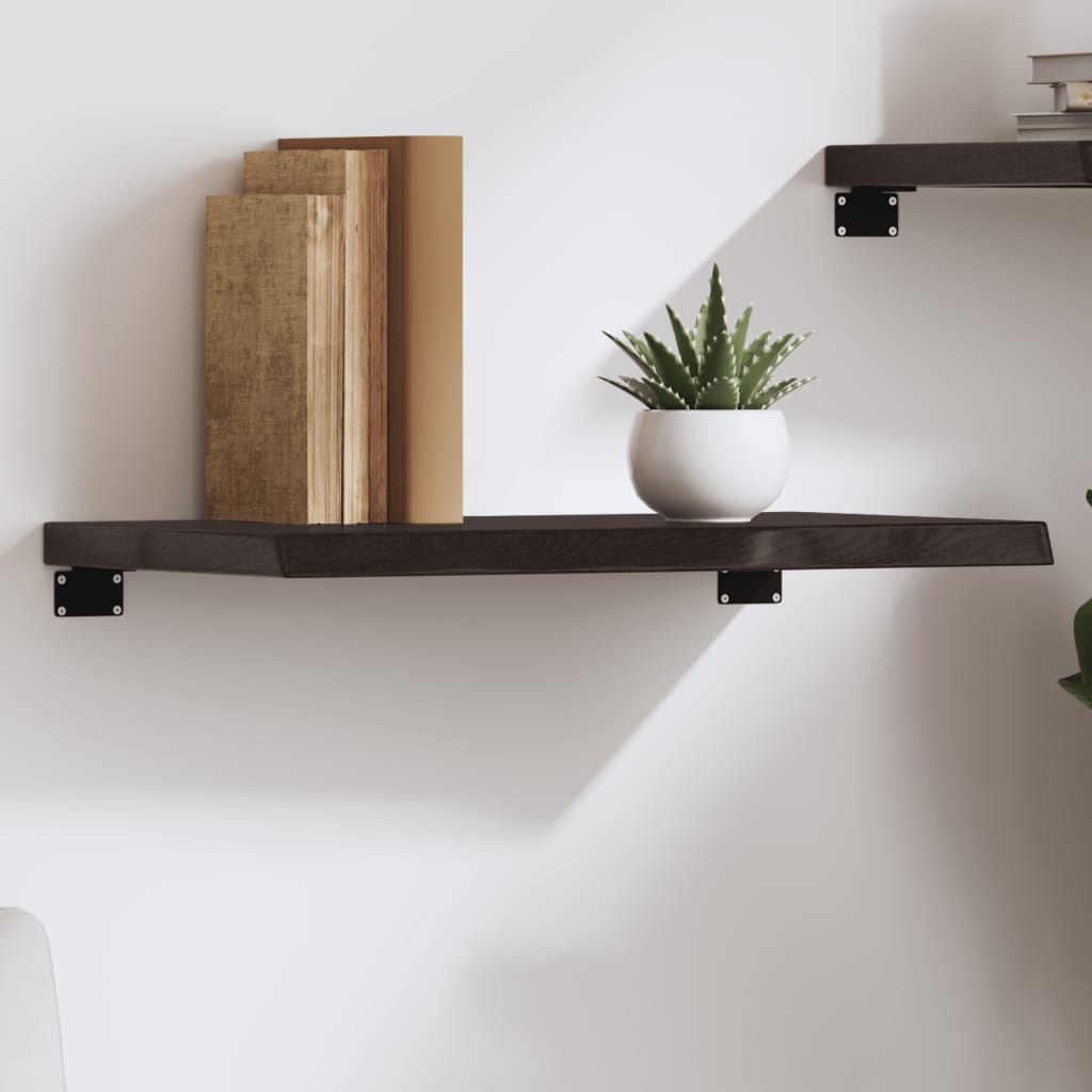 Vägghylla mörkbrun 60x30x(2-4) cm behandlad massiv ek