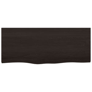 Vägghylla mörkbrun 100x40x(2-6) cm behandlad massiv ek