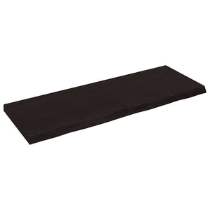 Vägghylla mörkbrun 140x50x(2-6) cm behandlad massiv ek