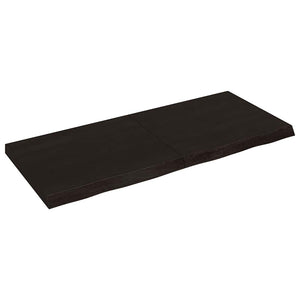 Vägghylla mörkbrun 140x60x(2-6) cm behandlad massiv ek