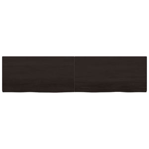 Vägghylla mörkbrun 200x50x(2-4) cm behandlad massiv ek