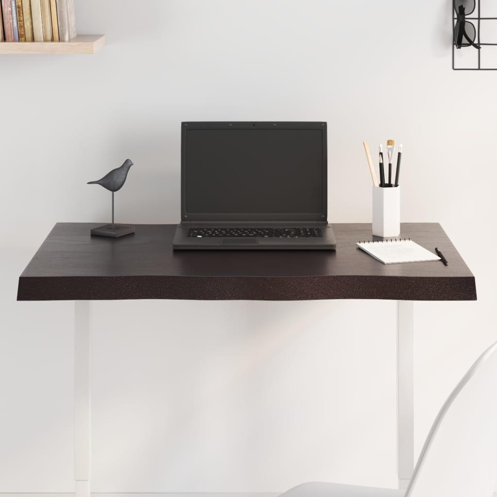 Bordsskiva mörkbrun 80x50x(2-4) cm massivt trä levande kant