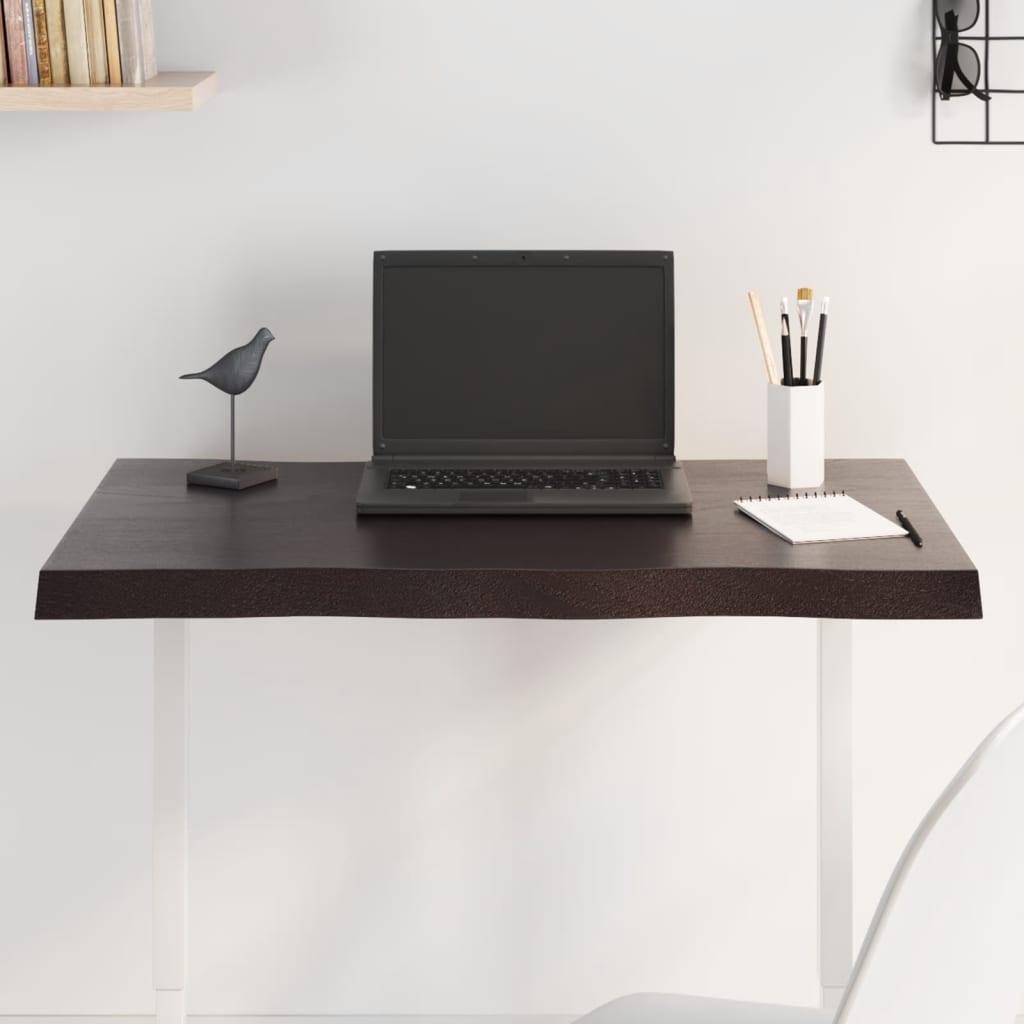 Bordsskiva mörkbrun 80x60x(2-4) cm massivt trä levande kant