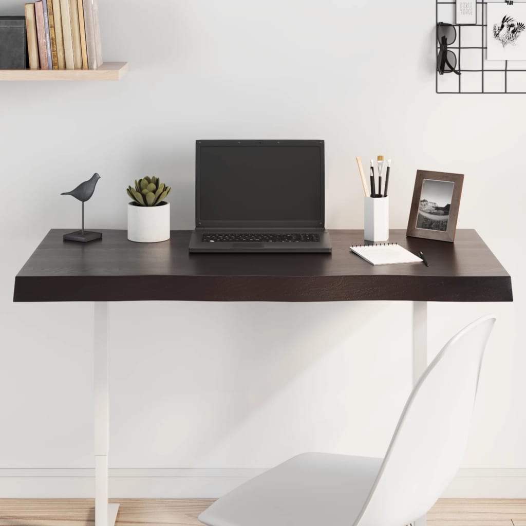 Bordsskiva mörkbrun 100x60x(2-6) cm massivt trä levande kant