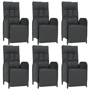 Matgrupp för trädgården med dynor 7 delar svart konstrotting