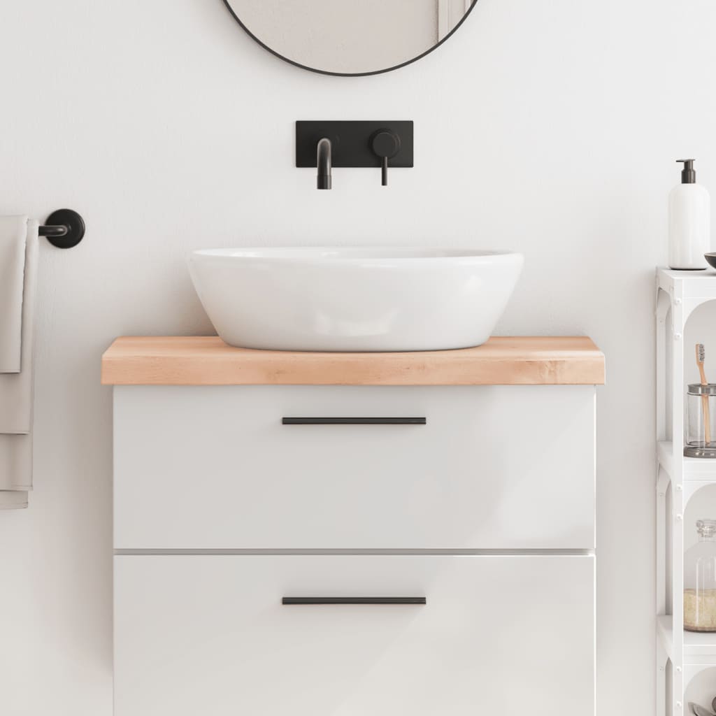 Bänkskiva för badrum 80x30x(2-6) cm obehandlat massivt trä