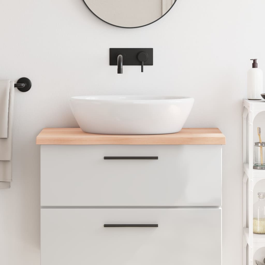 Bänkskiva för badrum 80x50x(2-4) cm obehandlat massivt trä