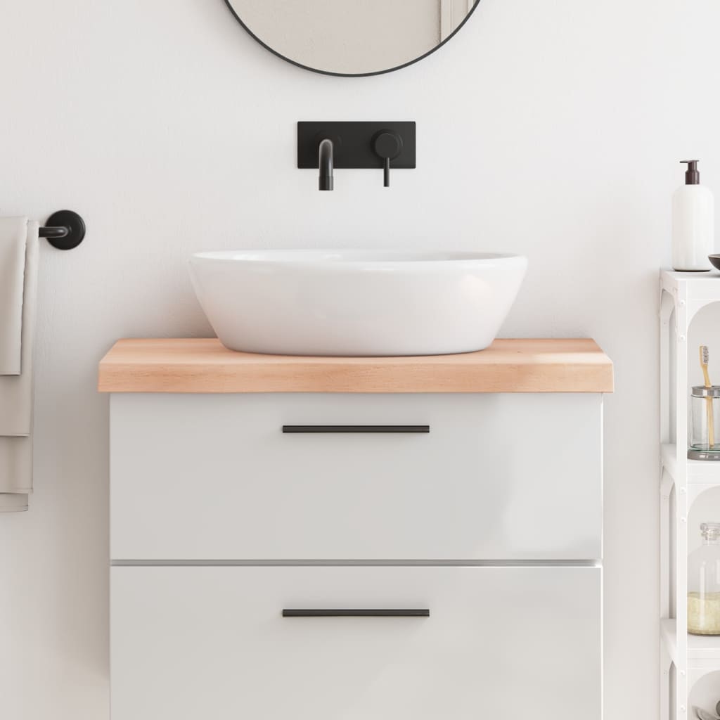 Bänkskiva för badrum 80x50x(2-6) cm obehandlat massivt trä