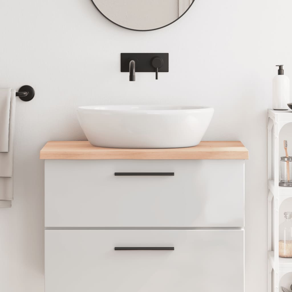 Bänkskiva för badrum 80x60x(2-4) cm obehandlat massivt trä