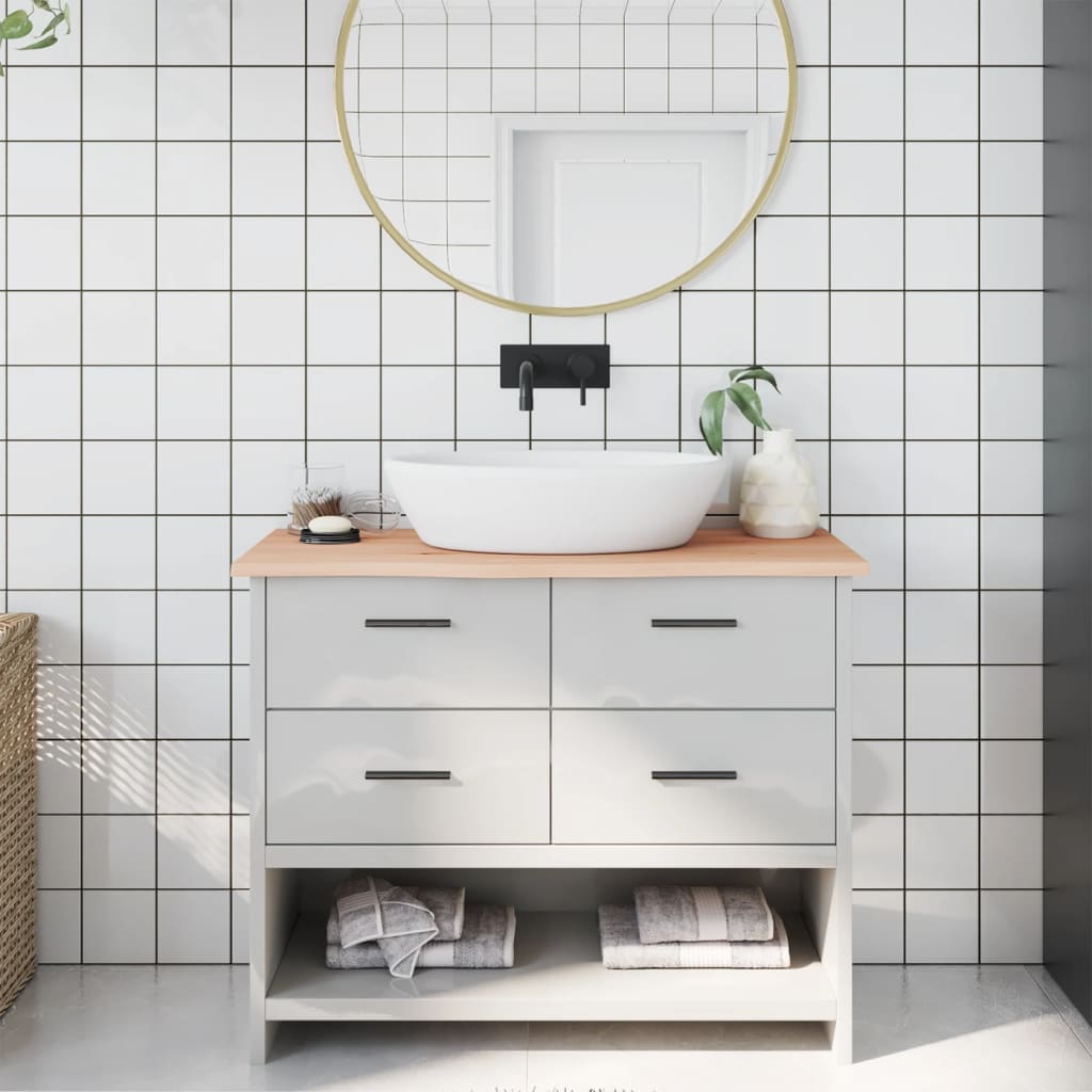 Bänkskiva för badrum 100x30x2 cm obehandlat massivt trä