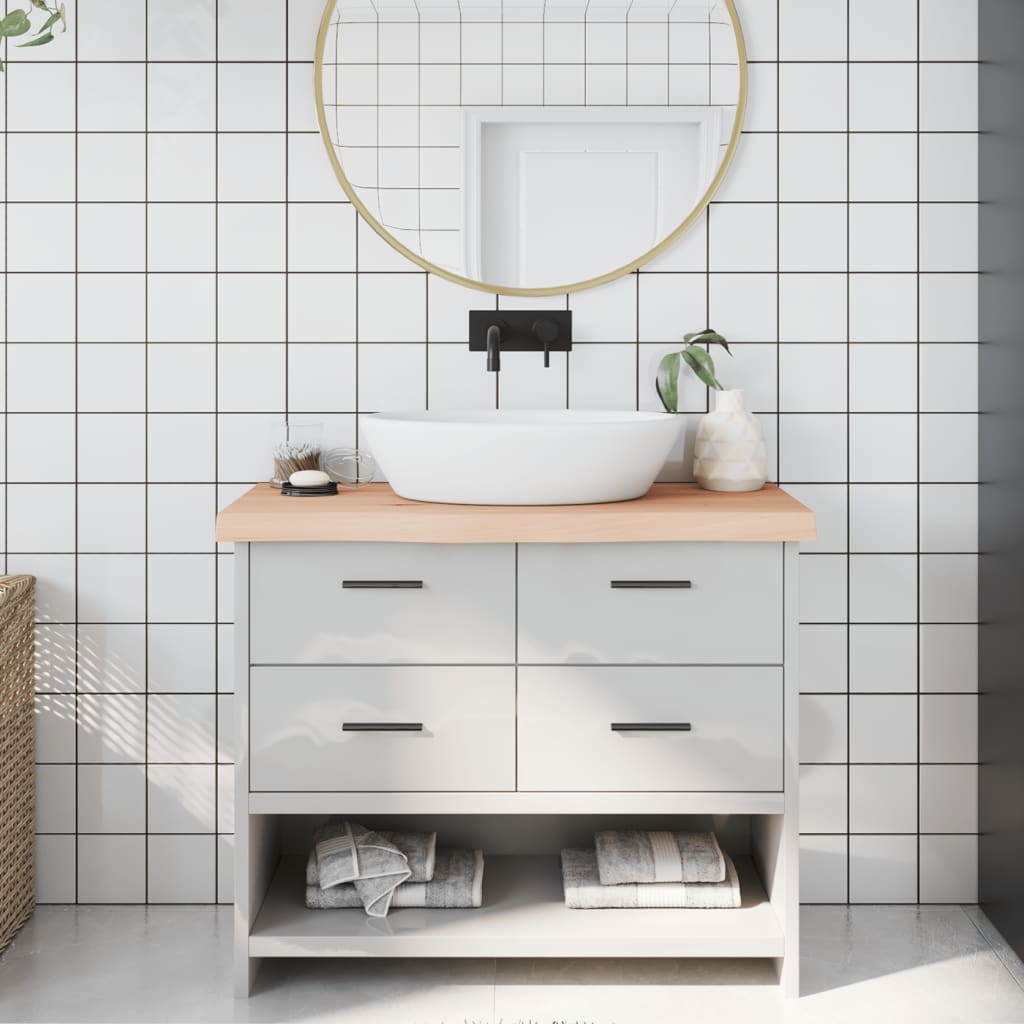 Bänkskiva för badrum 100x30x(2-6) cm obehandlat massivt trä