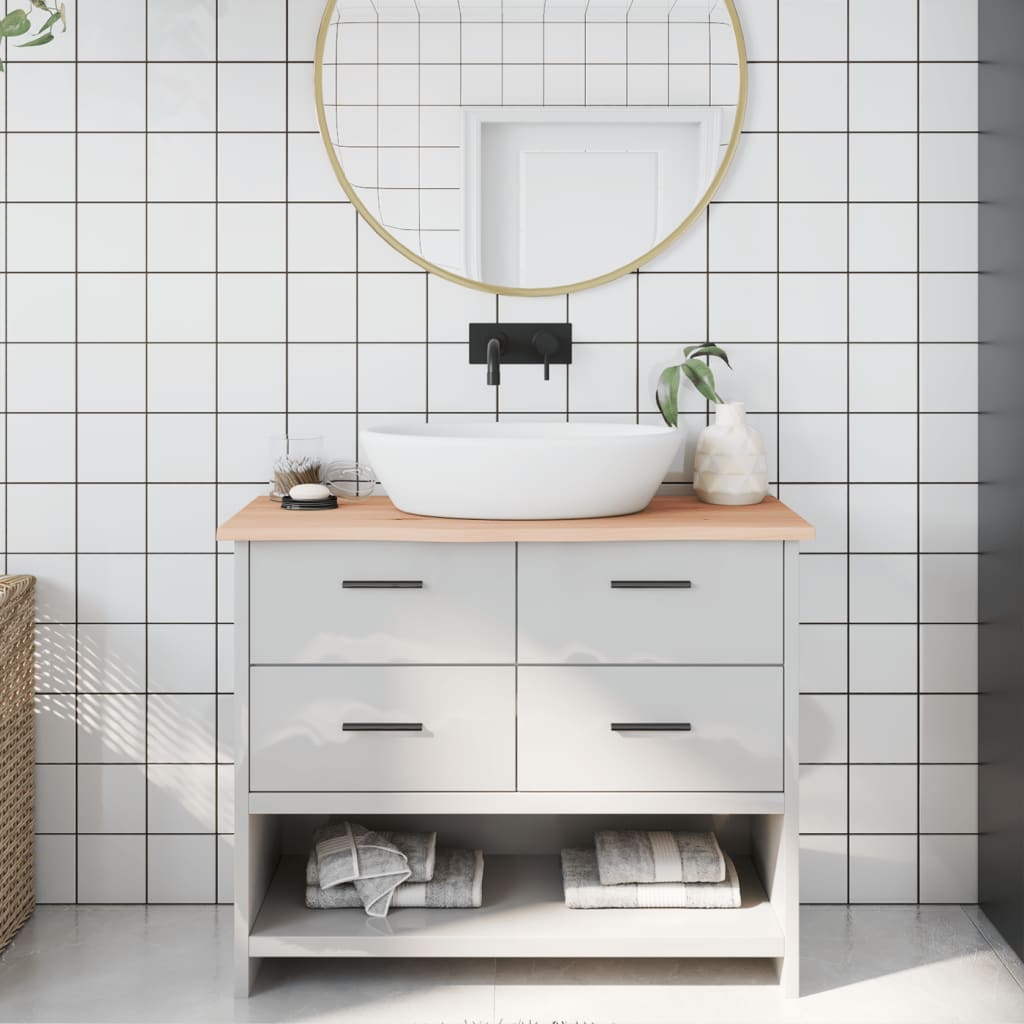 Bänkskiva för badrum 100x40x2 cm obehandlat massivt trä