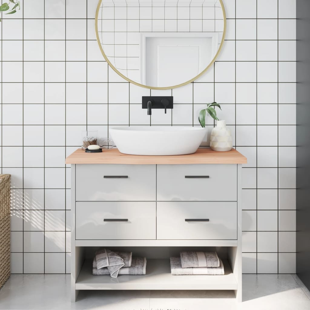 Bänkskiva för badrum 100x40x(2-4) cm obehandlat massivt trä