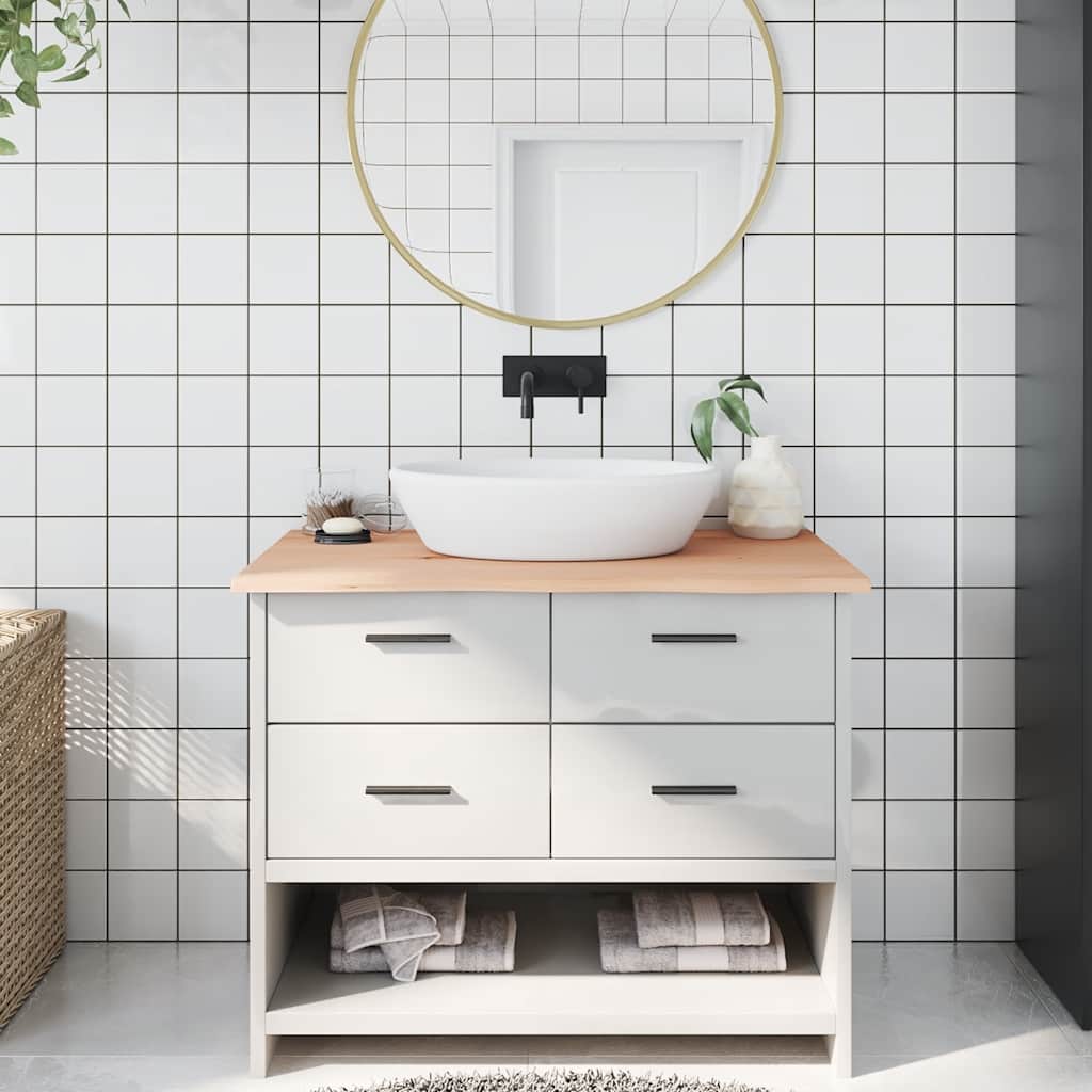 Bänkskiva för badrum 100x60x2 cm obehandlat massivt trä
