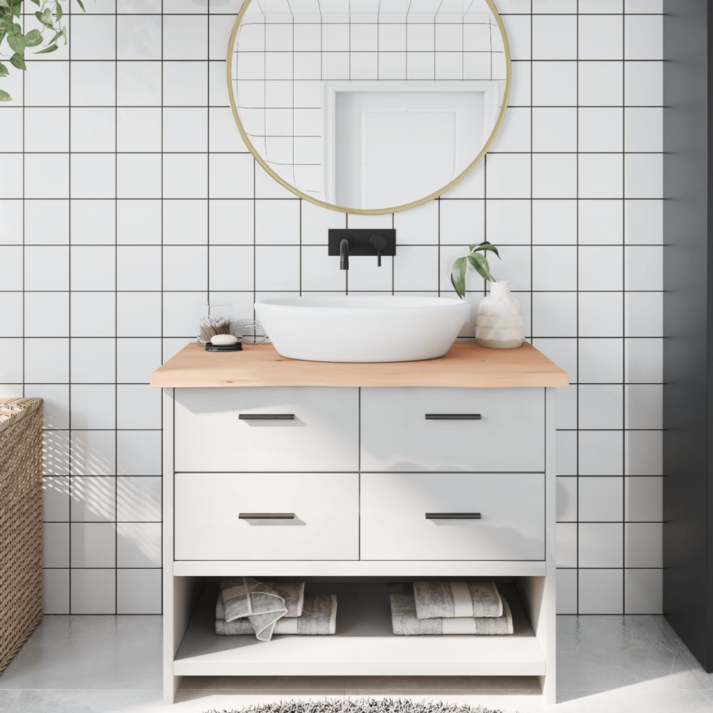 Bänkskiva för badrum 100x60x(2-4) cm obehandlat massivt trä