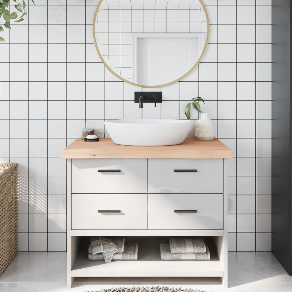 Bänkskiva för badrum 100x60x(2-6) cm obehandlat massivt trä