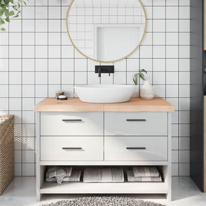 Bänkskiva för badrum 120x60x(2-6) cm obehandlat massivt trä