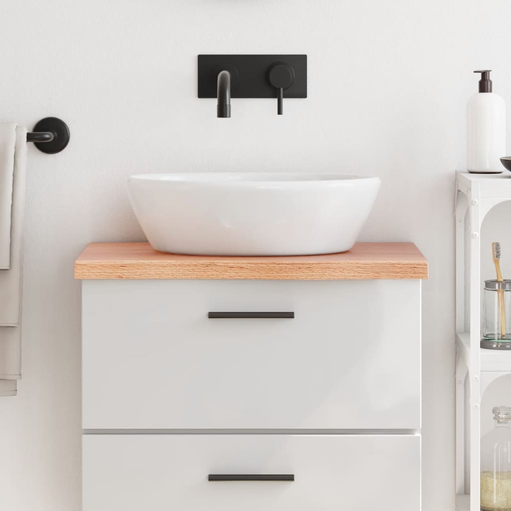 Bänkskiva badrum ljusbrun 60x30x(2-4) cm behandlat massivt trä