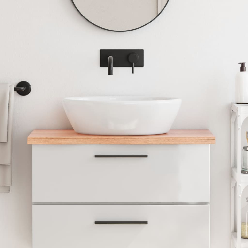 Bänkskiva badrum ljusbrun 80x30x(2-4) cm behandlat massivt trä