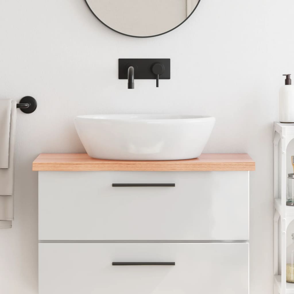 Bänkskiva badrum ljusbrun 80x40x(2-4) cm behandlat massivt trä