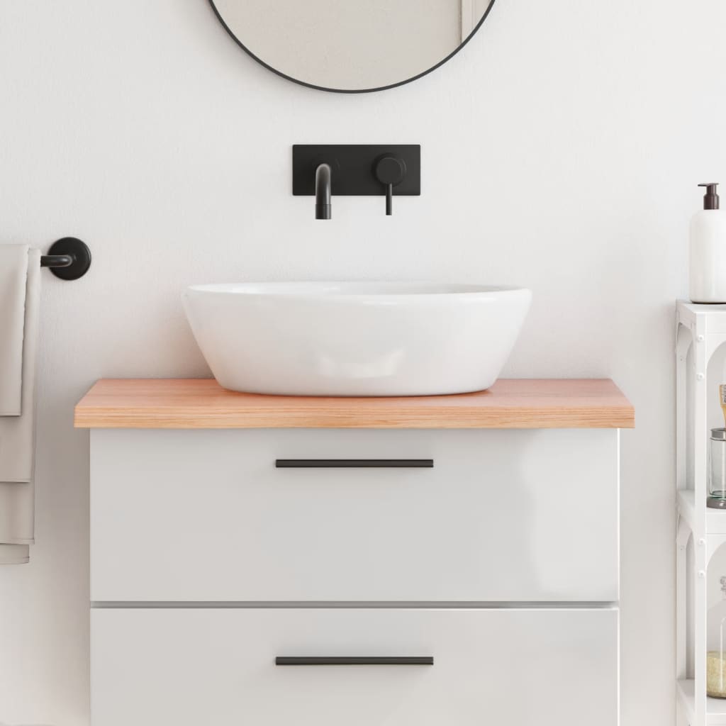 Bänkskiva badrum ljusbrun 80x50x(2-4) cm behandlat massivt trä