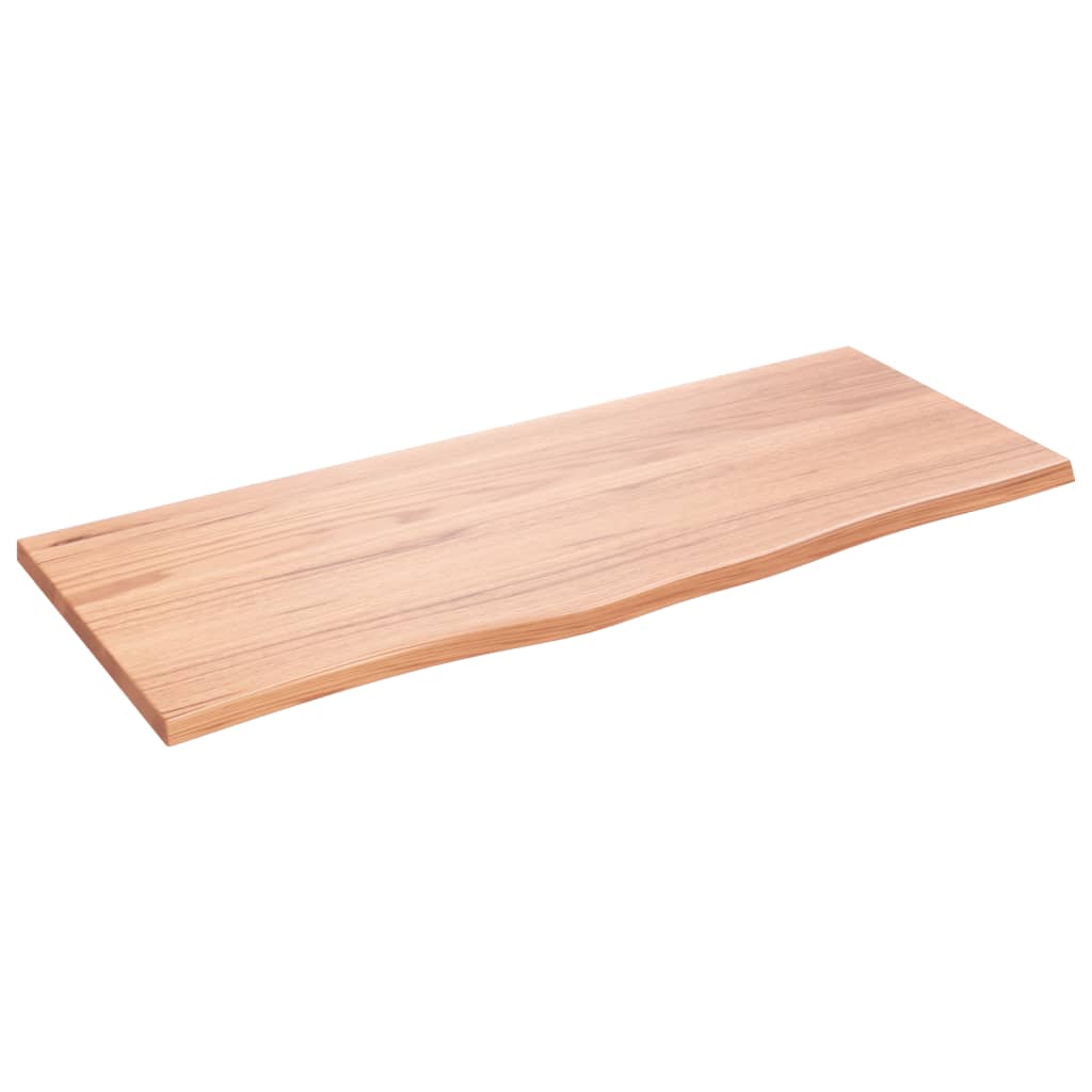 Bänkskiva badrum ljusbrun 100x40x2 cm behandlat massivt trä