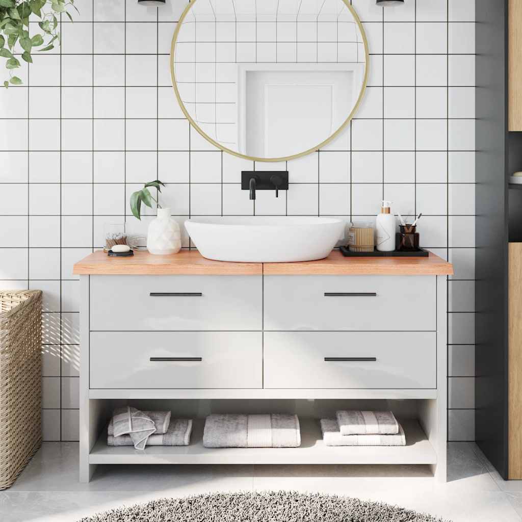 Bänkskiva badrum ljusbrun 140x30x(2-4) cm behandlat massivt trä