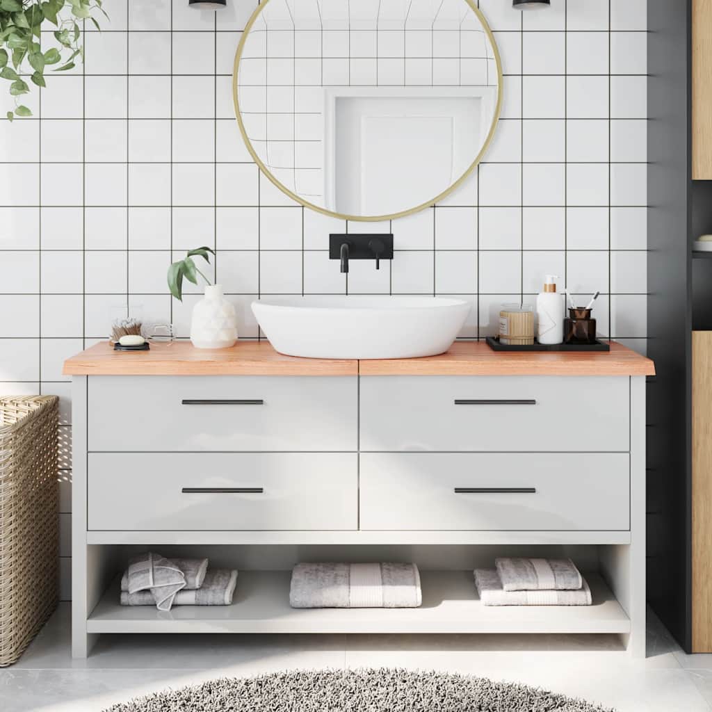 Bänkskiva badrum ljusbrun 160x30x(2-4) cm behandlat massivt trä