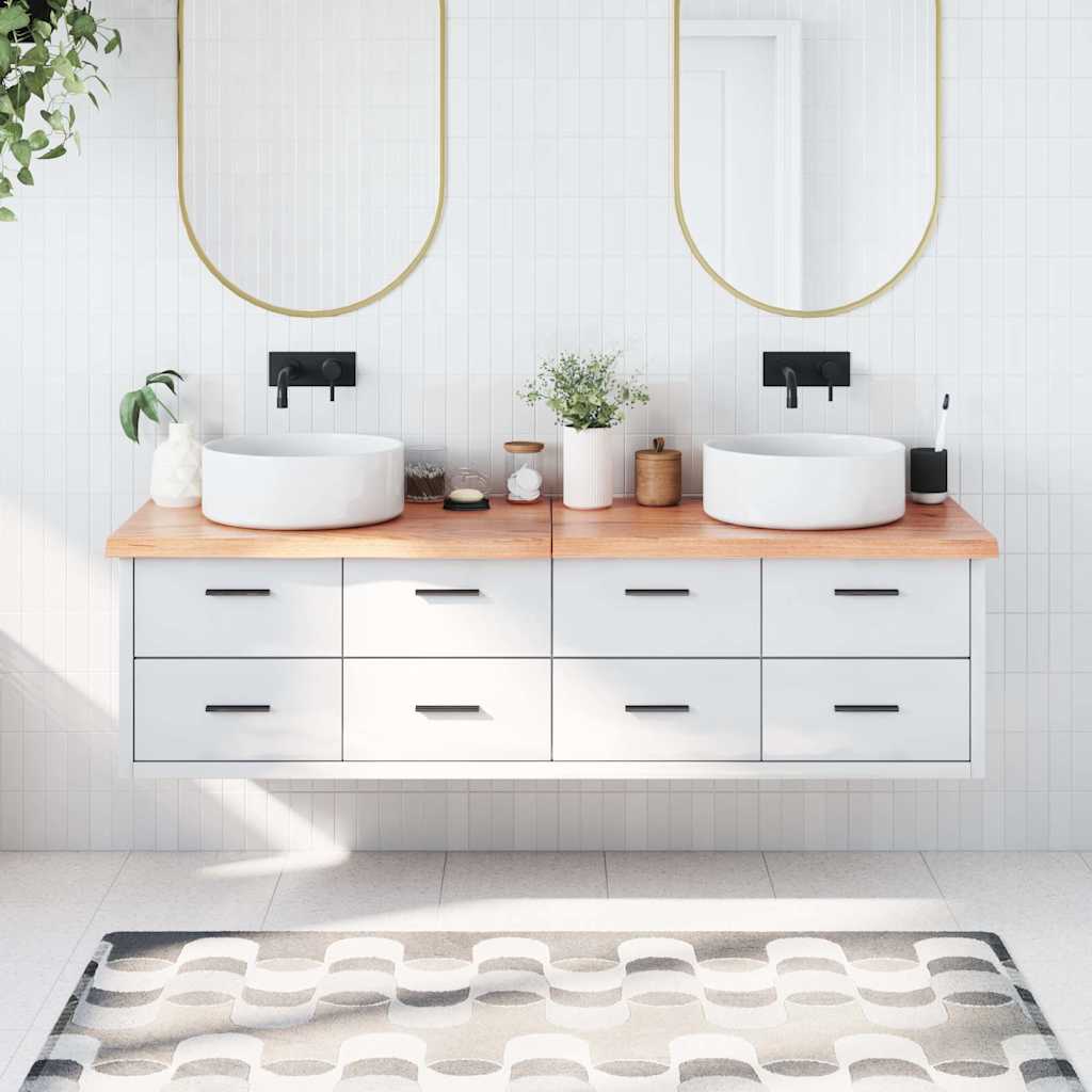 Bänkskiva badrum ljusbrun 180x50x(2-4) cm behandlat massivt trä
