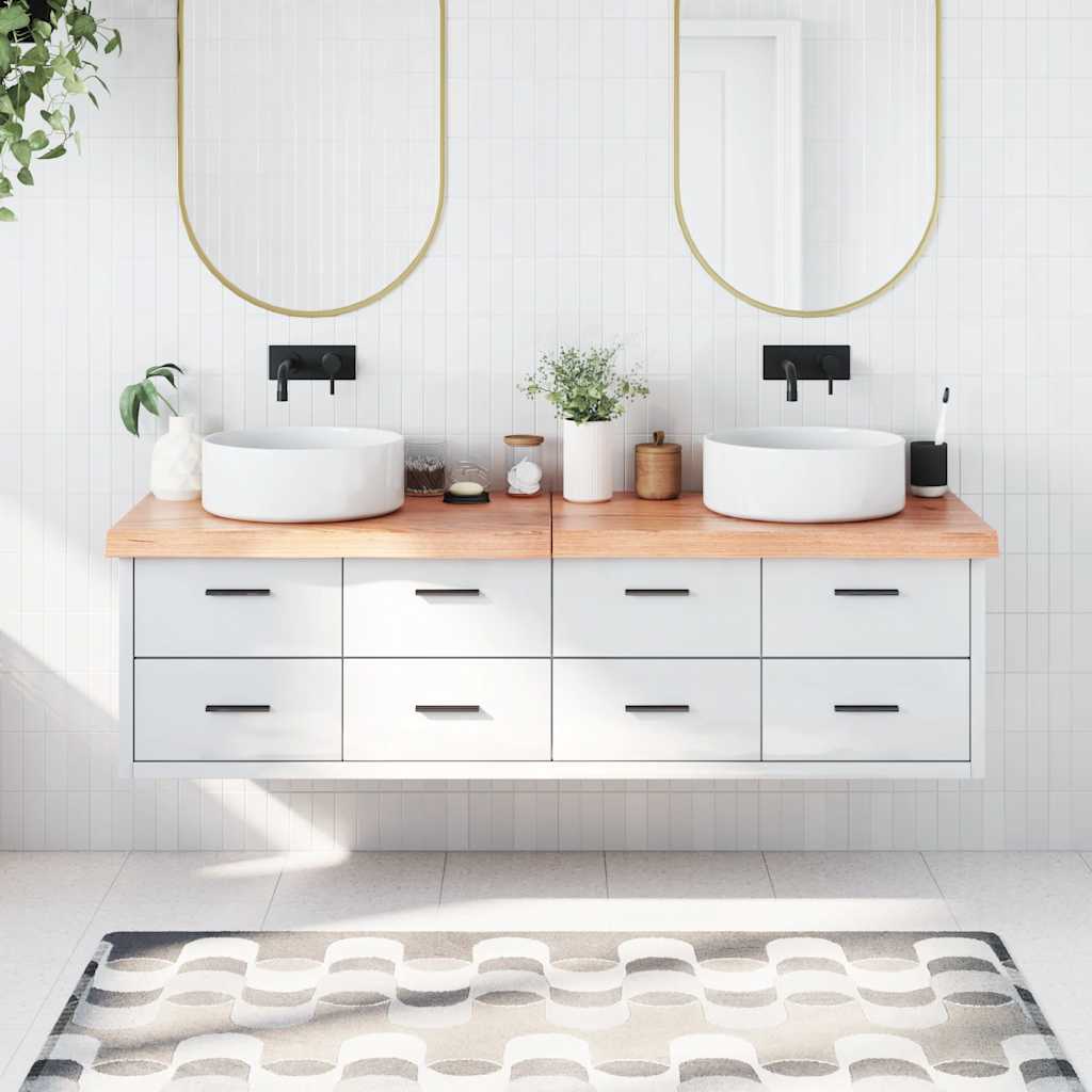 Bänkskiva badrum ljusbrun 180x50x(2-6) cm behandlat massivt trä