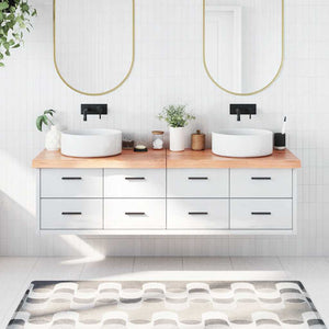 Bänkskiva badrum ljusbrun 180x60x(2-6) cm behandlat massivt trä